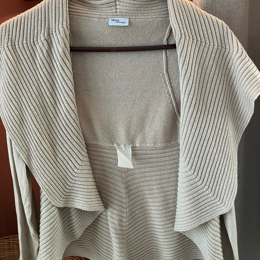Mimi Maternity Cream Ribbed Cardigan